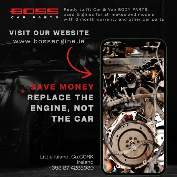 🌐 www.bossengine.ie 𝗦𝗮𝘃𝗲 𝗠𝗼𝗻𝗲𝘆 – 𝗥𝗲𝗽𝗹𝗮𝗰𝗲 𝘁𝗵𝗲 𝗘𝗻𝗴𝗶𝗻𝗲, 𝗡𝗼𝘁 𝘁𝗵𝗲 𝗖𝗮𝗿 We supply low-mileage, high-quality…